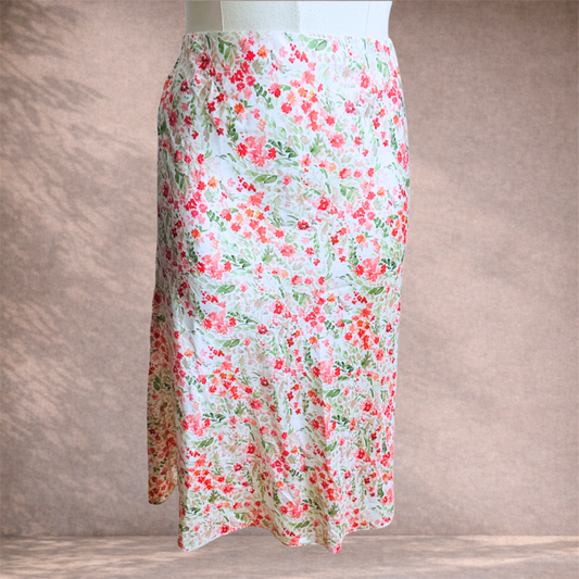 Piper Pretty Satin Floral Midi Skirt | Size 16