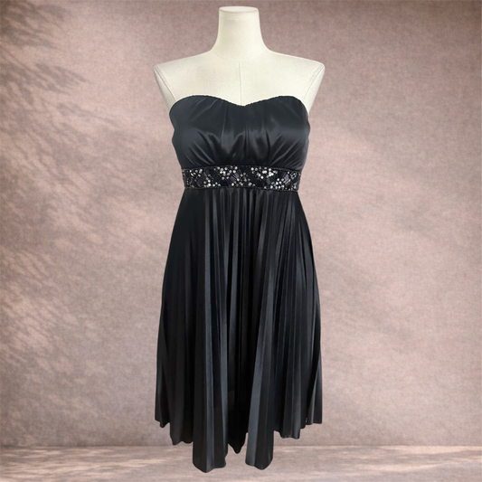 City Chic Black Sequin Strapless Dress | Plus Size M/18