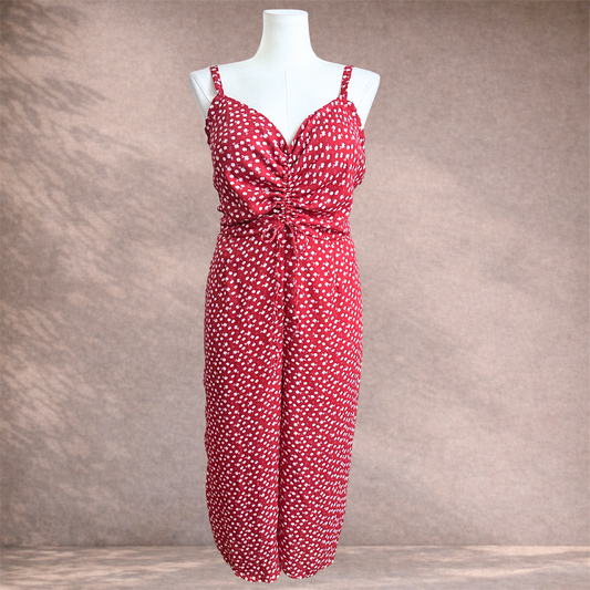 Crossroads Red Floral Wide Leg Jumpsuit | Size 18