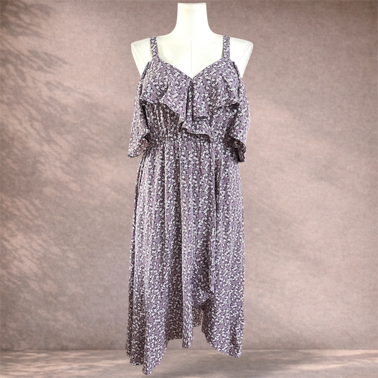 Bloomchic Purple Floral Midi Dress | Size 16 | New with tags